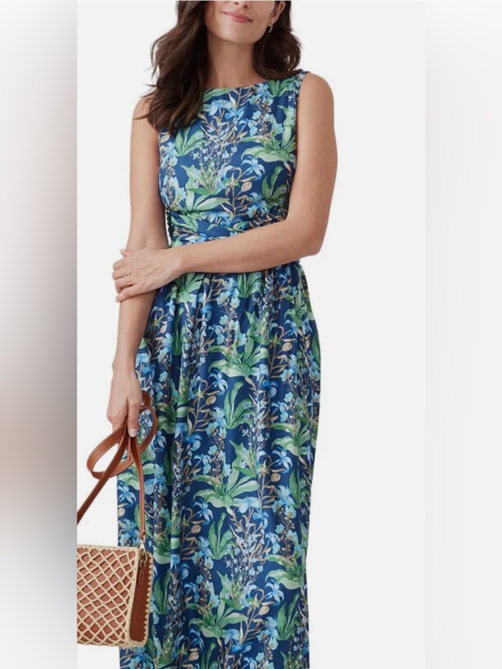 J McLaughlin Beautiful Sleeveless‎ Blue Floral Aretha Maxi Dress